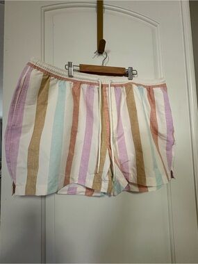 🏊🏊 NWT Sun & Stone Men’s Striped Elastic-Waist Shorts - Pastel Multi Color
